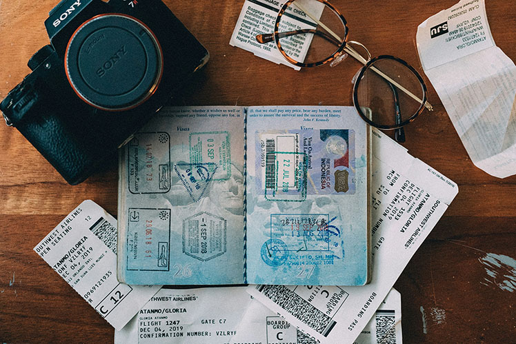 Passport, tickets and travel documents prepared for an Indonesia visa application